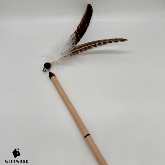 Handmade cat fishing rod "Feather Tiger"