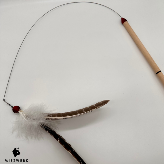 Handmade cat fishing rod "Feather Tiger"