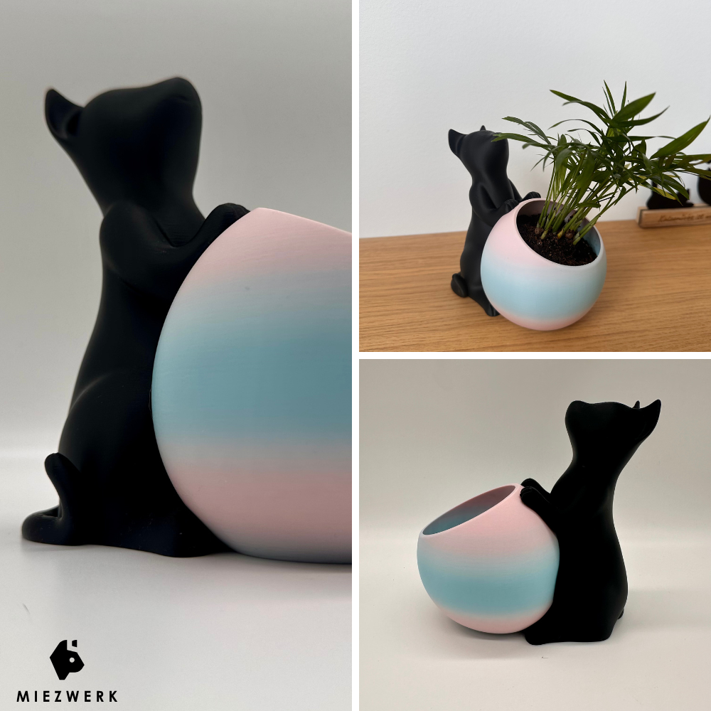 Katzen Deko Pflanztopf - Cat & Plant Edition V1 für Katzengras & Zimmerpflanzen